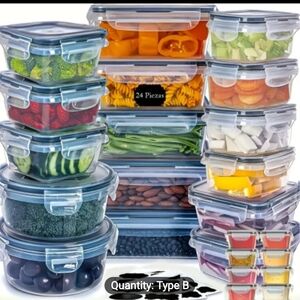 Airtight Food Storage Container Set - Clear and Blue
